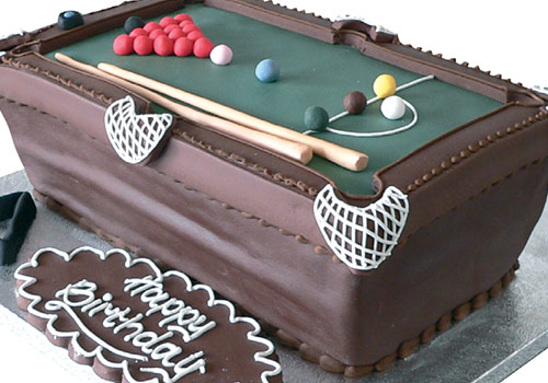 A cake made to look like a snooker table